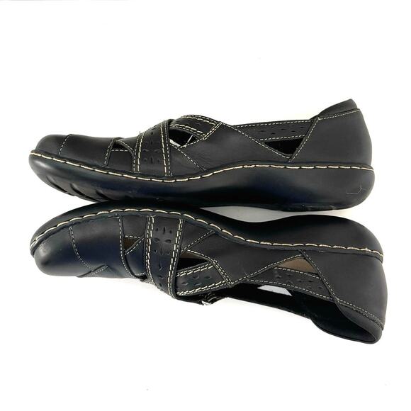 Clarks Women’s Size 9.5 NARROW Ashland Spin Q Black Leather Mary Jane Shoes - Picture 9 of 12